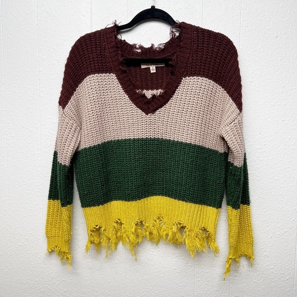 Love Tree Distressed Bohemian Womens Sweater Small Chic Chaotic Academia - Picture 1 of 12